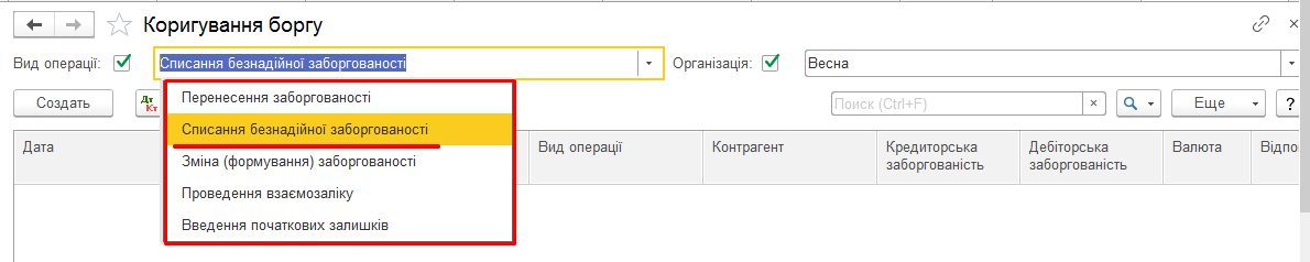 Коригування боргу