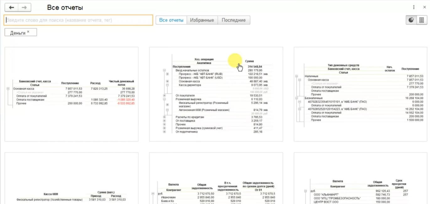 отчеты по денежным потокам