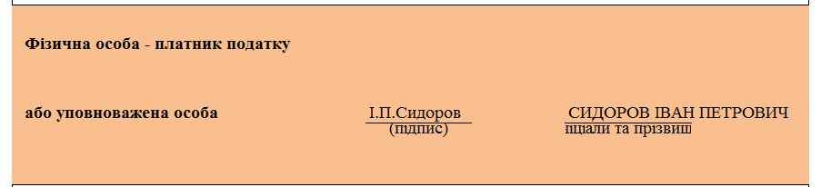 указать дату декларации, фамилию, имя и отчество предпринимателя