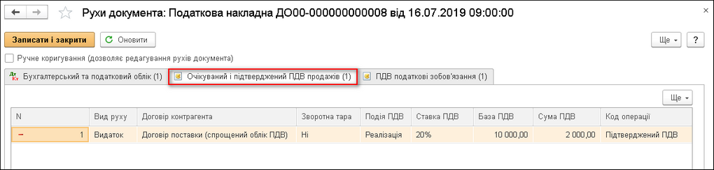 запис про підтверджений ПДВ