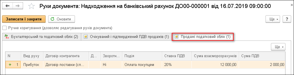 Продажі податковий облік