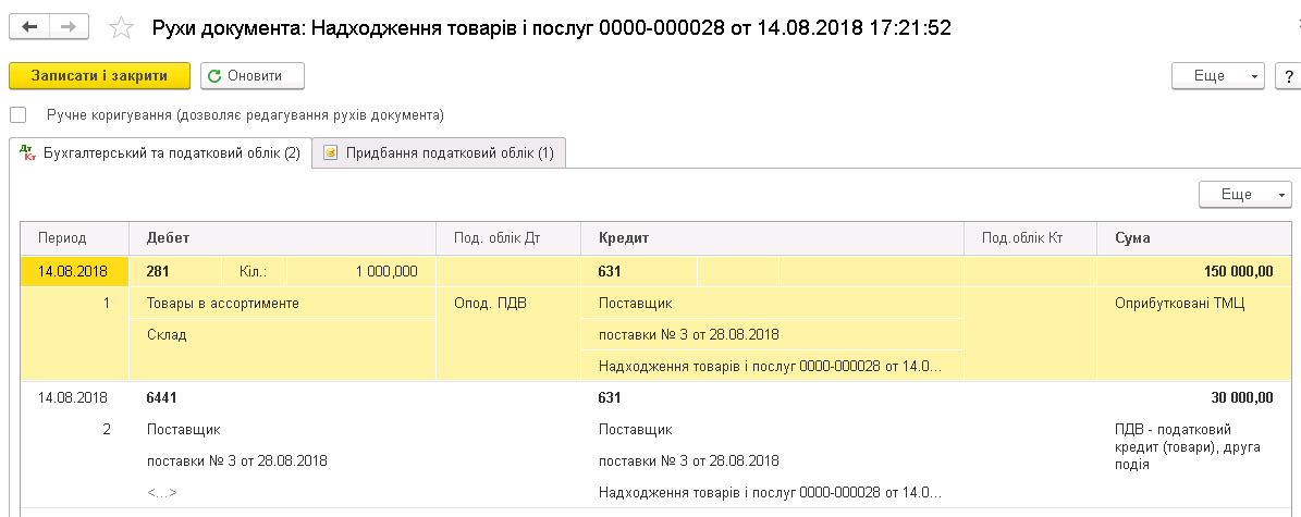 торгова націнка в 1с бухгалтерія